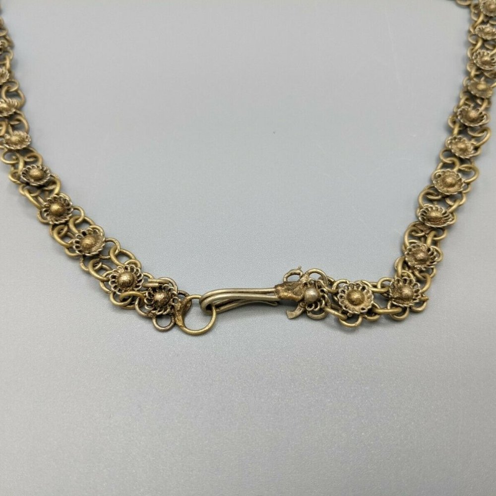 Vintage Cannetille Etruscan Revival Bib Necklace - Picture 9 of 11